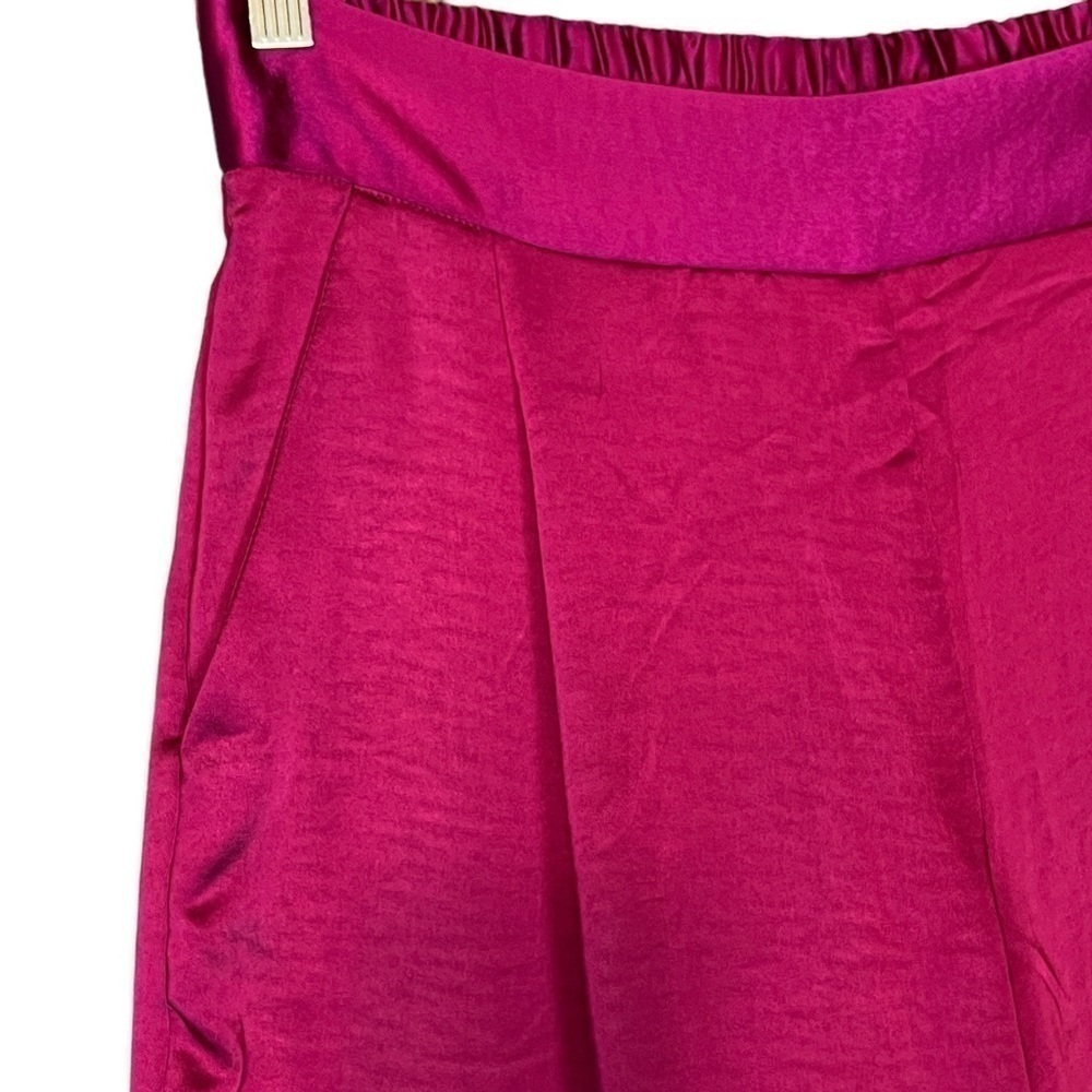 Anthropology Drew Eva Silky Wide Leg Pant. Fuchsia Pink Berry. Small #397 NWT - Picture 4 of 8